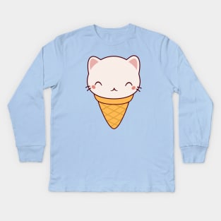 Kawaii Cute Cat Ice Cream Kids Long Sleeve T-Shirt